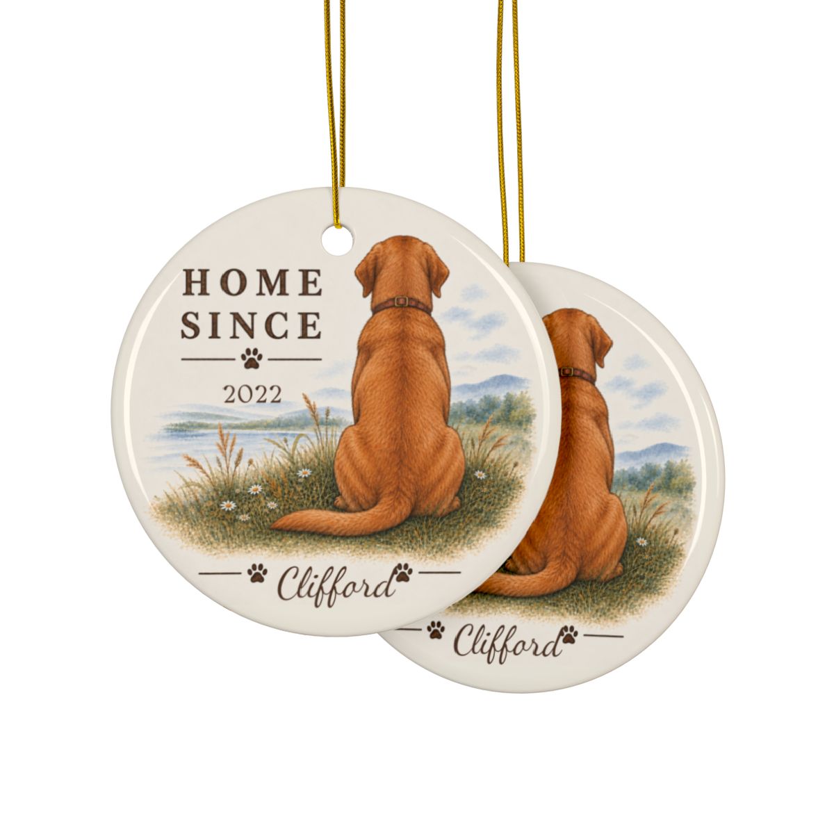 Personalized Fox Red Lab Ornament, Double Sided Labrador Gotcha Day Gift, Custom Dog Keepsake
