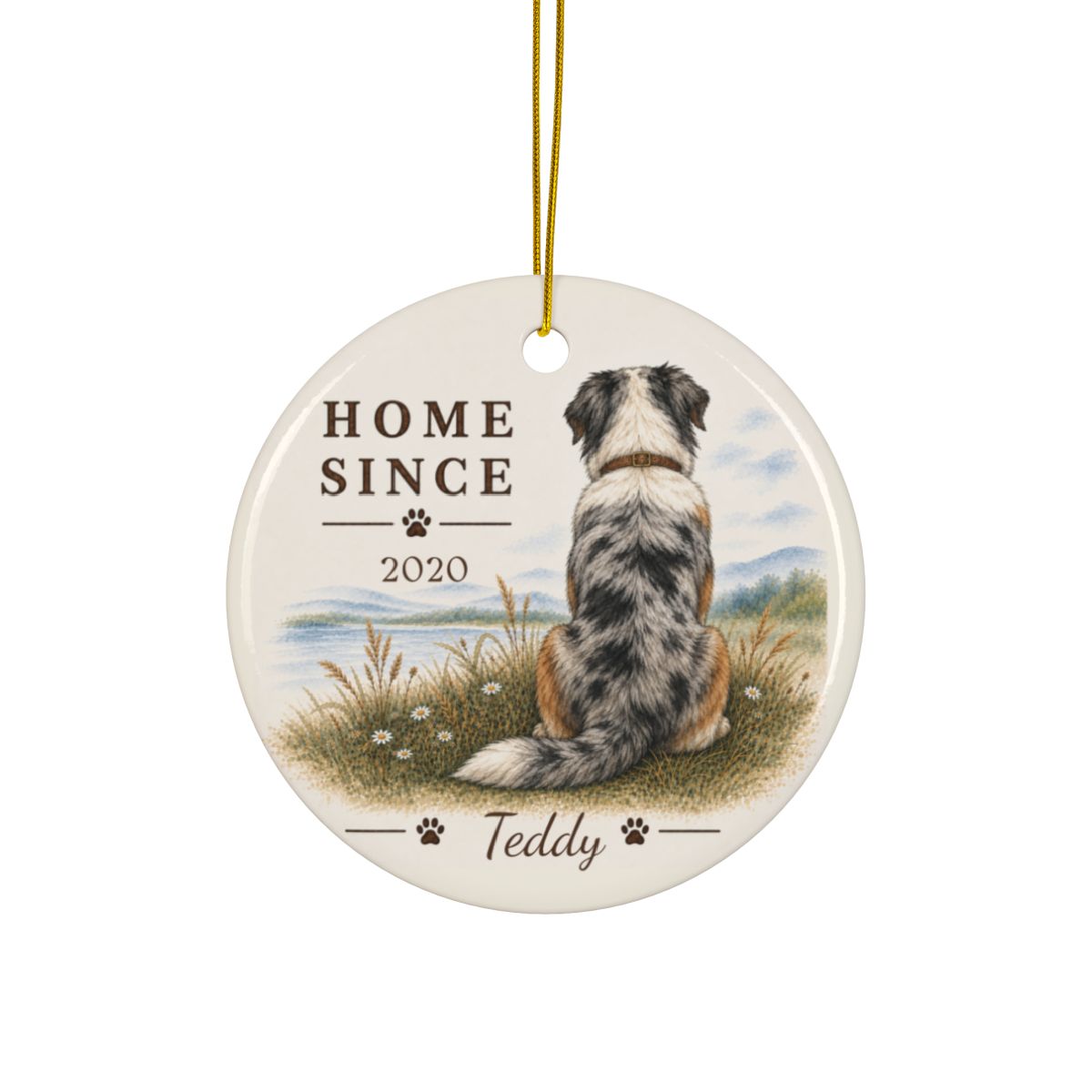 Personalized Australian Shepherd Ornament, Double Sided Aussie Gotcha Day Gift, Custom Dog Keepsake