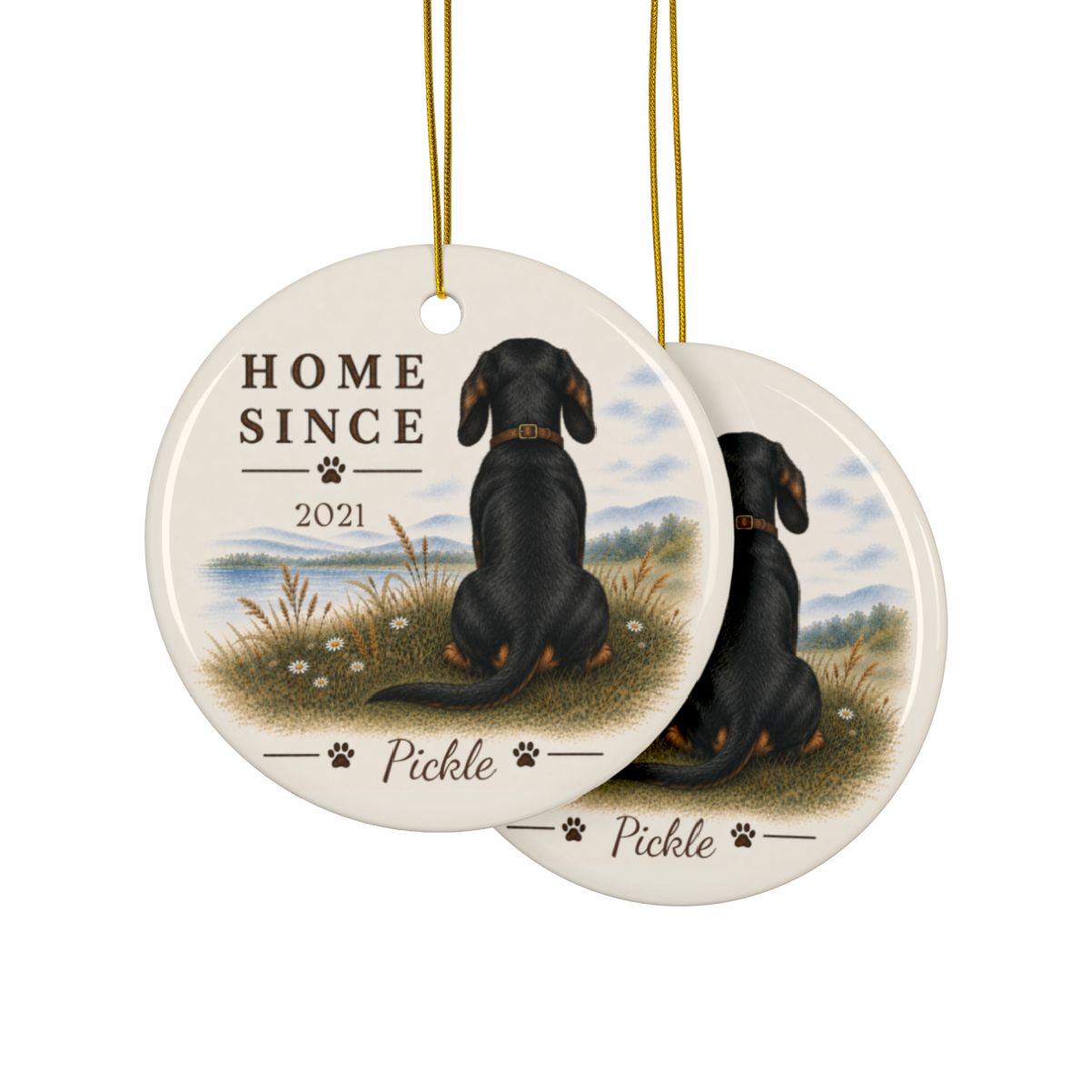 Personalized Black and Tan Dachshund Ornament, Double Sided Gotcha Day Gift, Custom Dog Keepsake