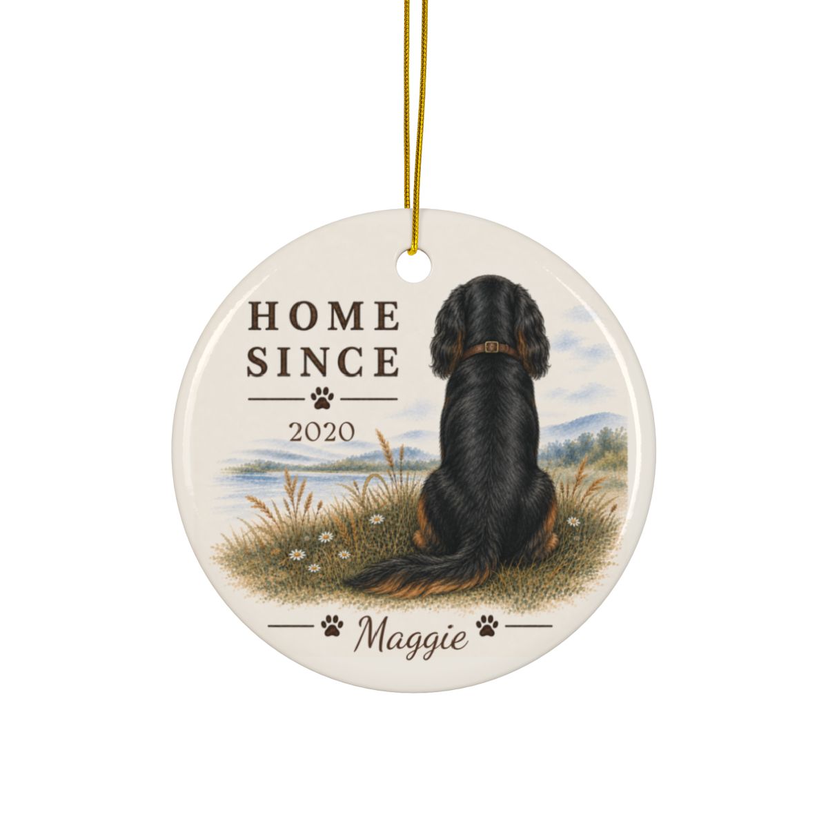 Personalized Black and Tan Cavalier Ornament, Double Sided Gotcha Day Gift, Custom Dog Keepsake