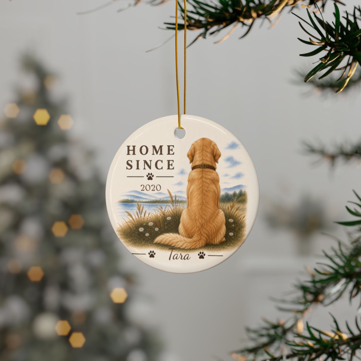 Personalized Golden Retriever Ornament, Double Sided Gotcha Day Gift, Custom Dog Keepsake