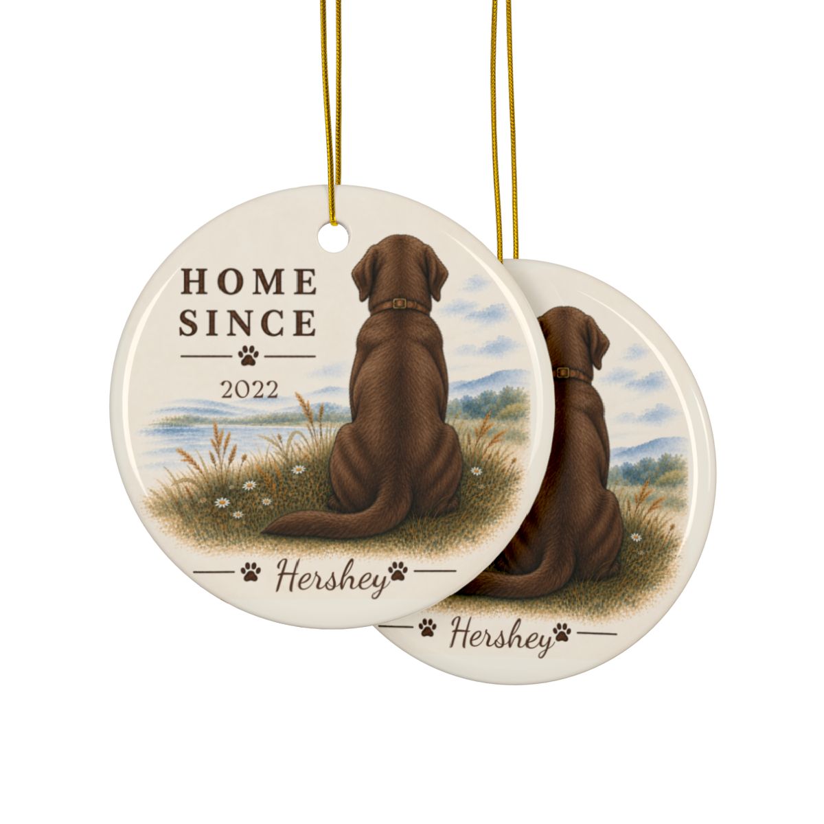 Personalized Chocolate Lab Ornament, Double Sided Labrador Gotcha Day Gift, Custom Dog Keepsake