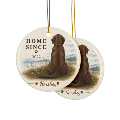 Personalized Chocolate Lab Ornament, Double Sided Labrador Gotcha Day Gift, Custom Dog Keepsake