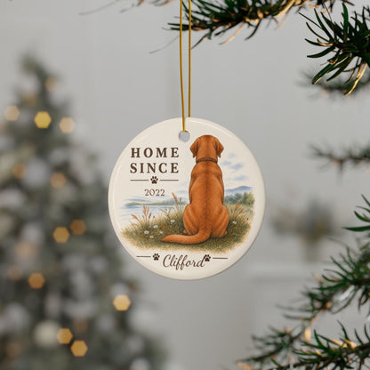 Personalized Fox Red Lab Ornament, Double Sided Labrador Gotcha Day Gift, Custom Dog Keepsake