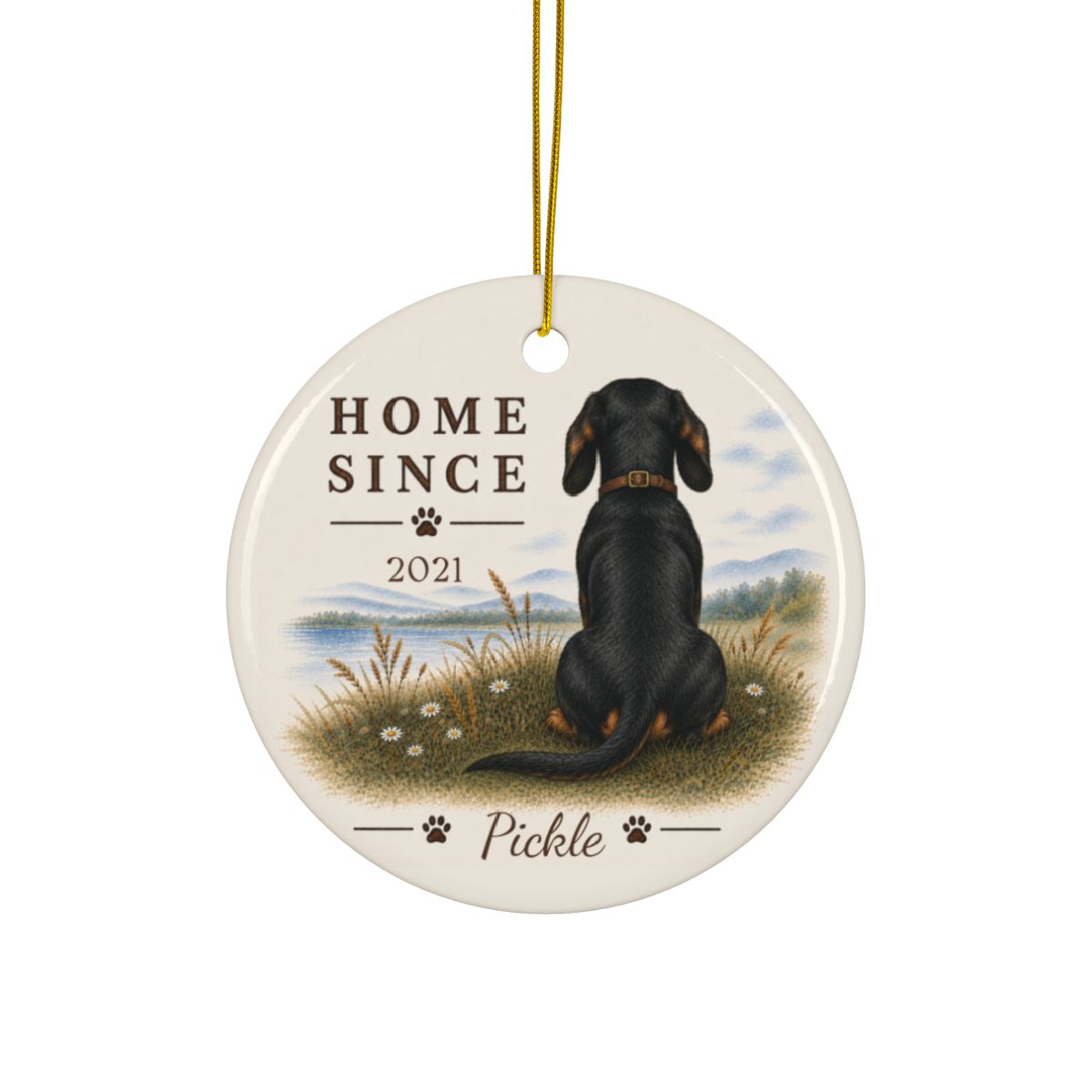 Personalized Black and Tan Dachshund Ornament, Double Sided Gotcha Day Gift, Custom Dog Keepsake