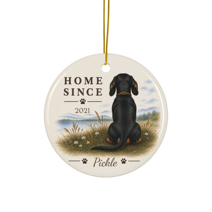 Personalized Black and Tan Dachshund Ornament, Double Sided Gotcha Day Gift, Custom Dog Keepsake