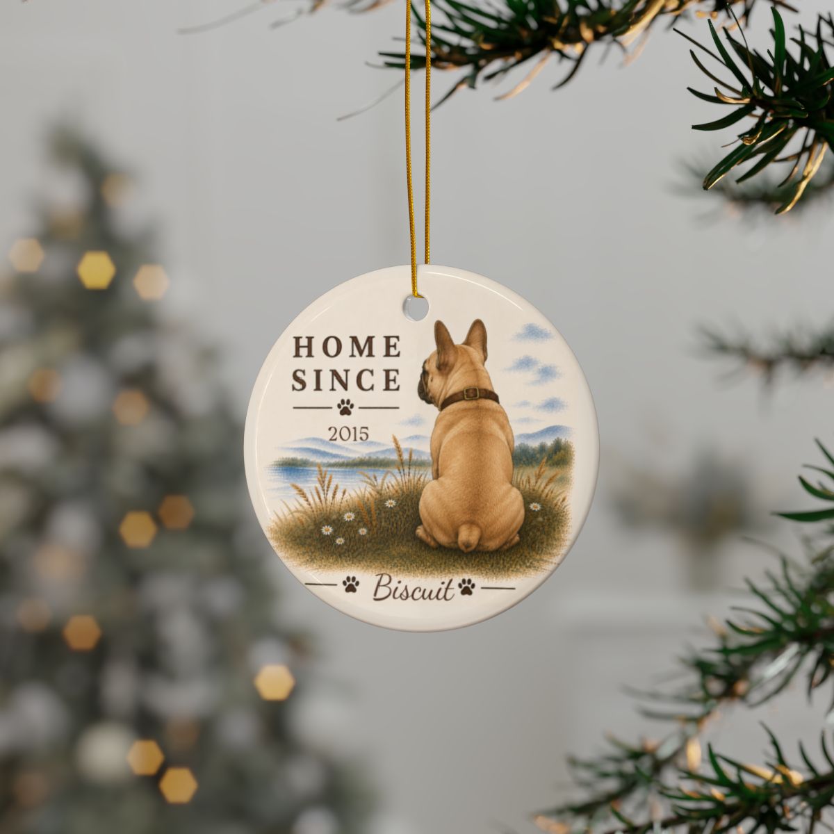 Personalized French Bulldog Ornament, Double Sided Frenchie Gotcha Day Gift, Custom Dog Keepsake