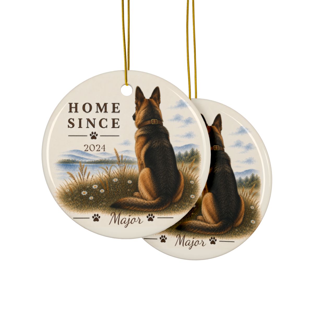 Personalized German Shepherd Ornament, Double Sided Gotcha Day Gift, Custom Dog Keepsake