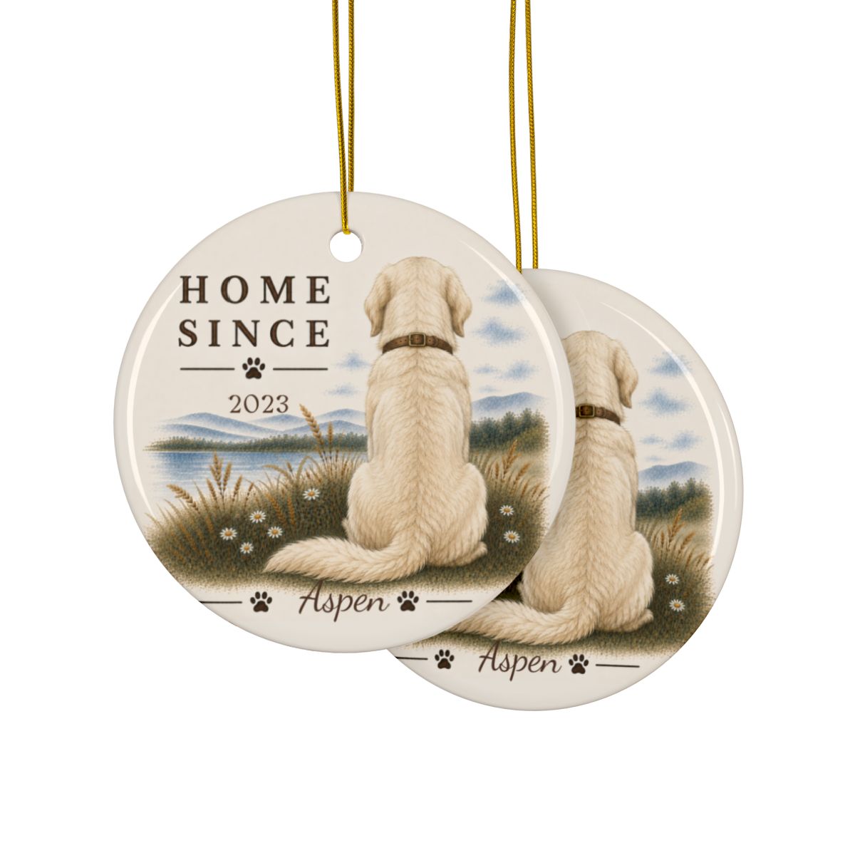 Personalized English Cream Golden Retriever Ornament, Double Sided Gotcha Day Gift, Custom Dog Keepsake
