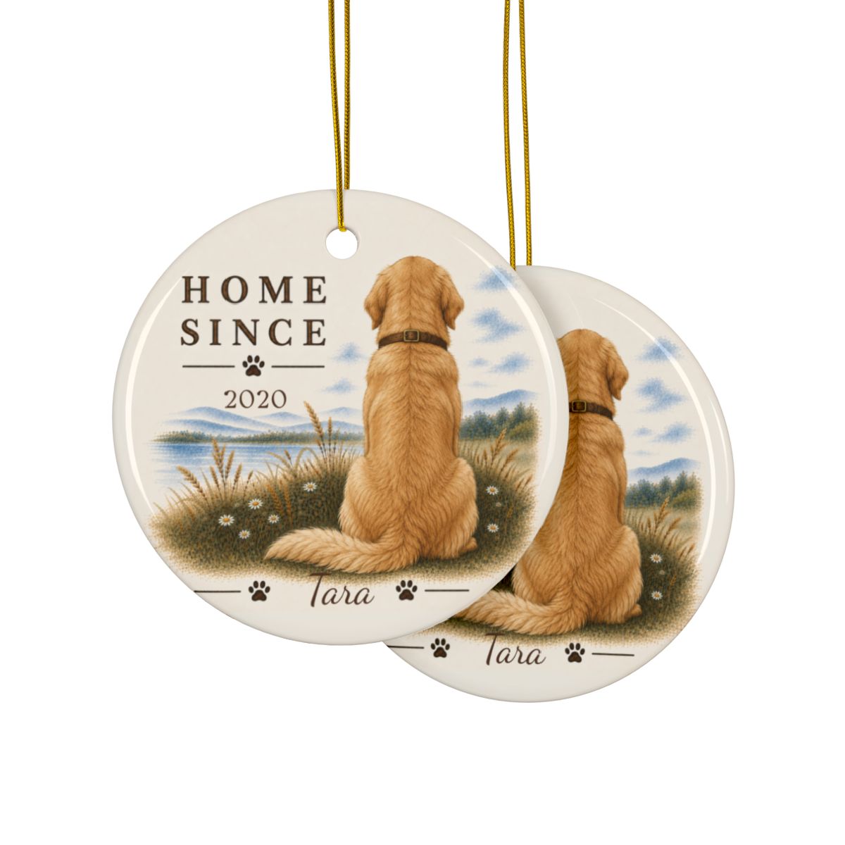 Personalized Golden Retriever Ornament, Double Sided Gotcha Day Gift, Custom Dog Keepsake
