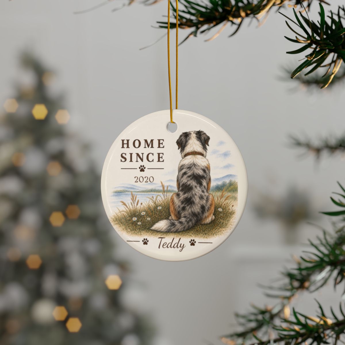 Personalized Australian Shepherd Ornament, Double Sided Aussie Gotcha Day Gift, Custom Dog Keepsake
