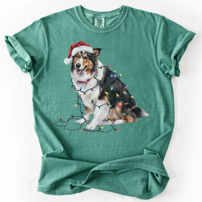 Christmas Collie Shirt, Christmas Lights Dog Shirt, Christmas Dog, Collie Mom Shirt, Gift for Dog Lover, Collie