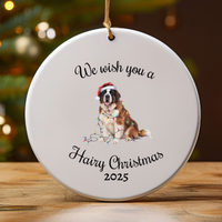 Load image into Gallery viewer, Christmas Saint Bernard Ornament, Christmas Lights Dog Keepsake
