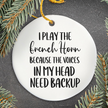 French Horn Ornament, Ceramic Musician Gift