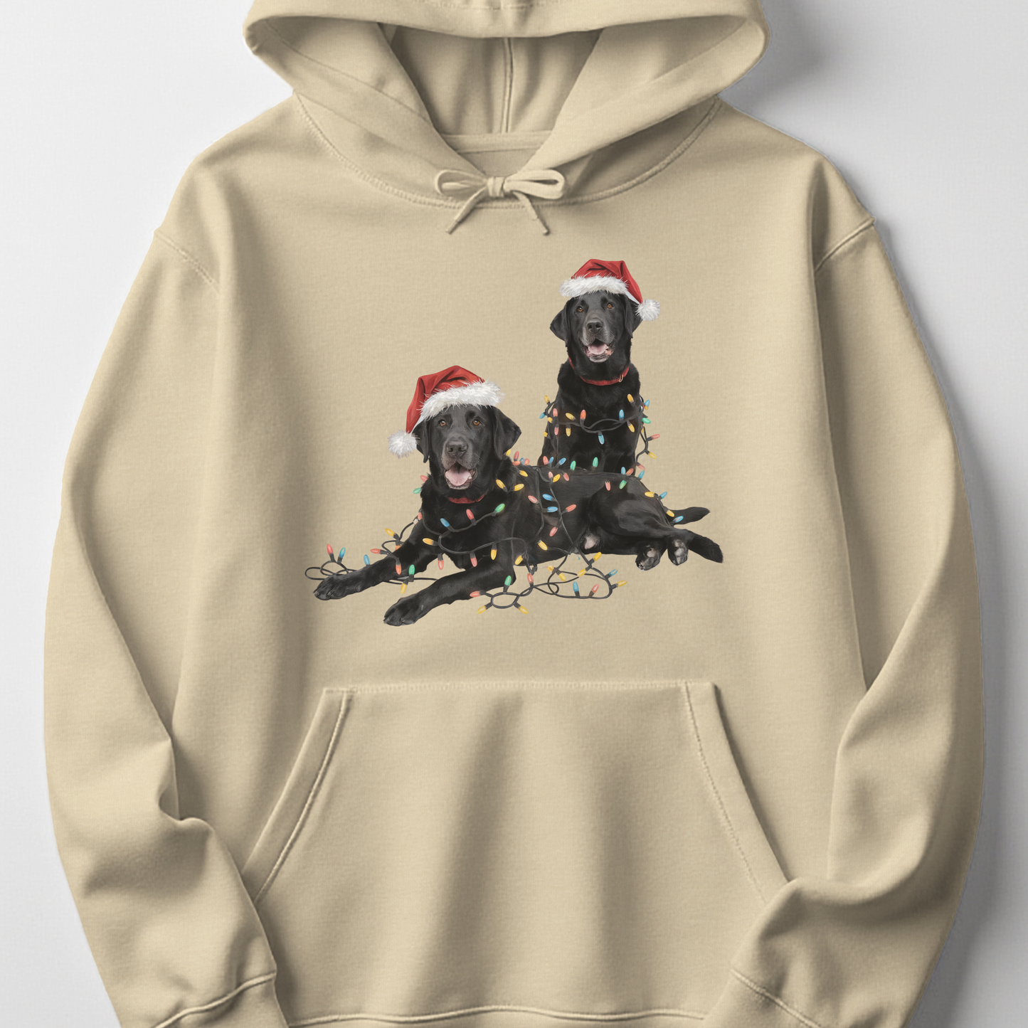 Black Lab Christmas Hoodie with Lights, Holiday Dog Lover Sweatshirt