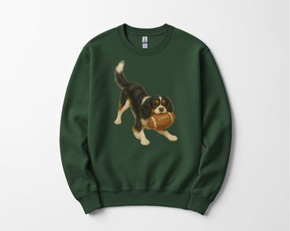 Tri-Color Cavalier King Charles Spaniel Football Sweatshirt