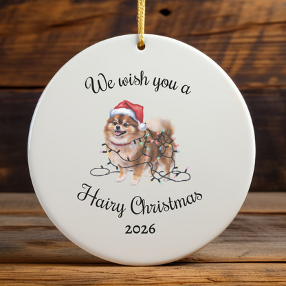 Christmas Pomeranian Ornament, Christmas Lights Dog Keepsake
