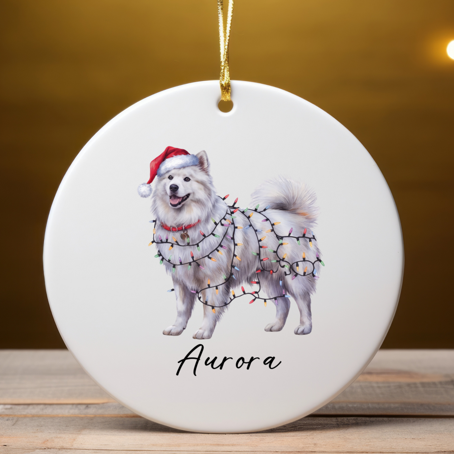 Personalized Samoyed Ornament, Custom Dog Lover Gift