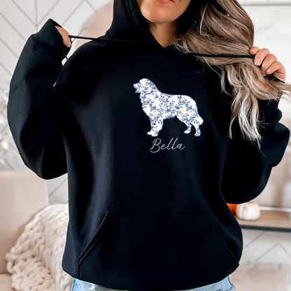 Custom Blue Floral Silhouette Dog Shirt/Hoodie/Tank - Personalize To Select Your Favorite Dog Breed