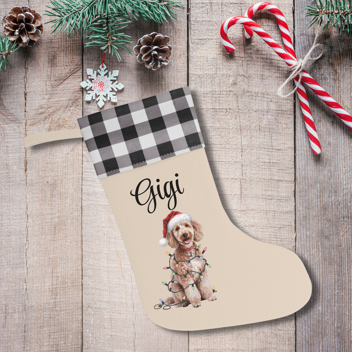 Personalized Poodle Christmas Stocking, Holiday Decor Gift for Pet Lovers