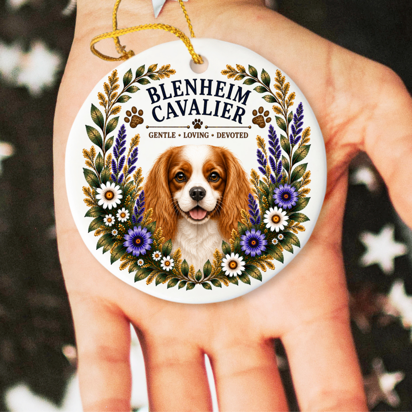 Blenheim Cavalier Ornament, Cavalier King Charles Spaniel Gift, Dog Mom Keepsake