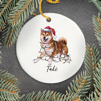 Load image into Gallery viewer, Personalized Red Shiba Inu Ornament, Custom Pet Lover Gift
