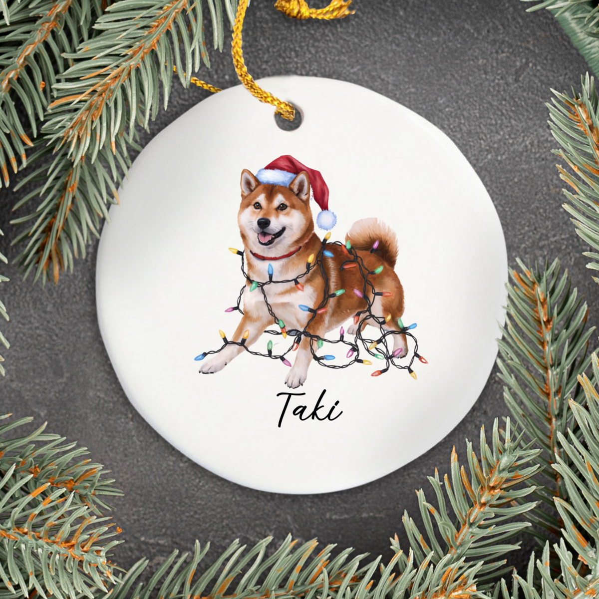 Personalized Shiba Inu Ornament, Custom Pet Lover Gift, Holiday Keepsake, Christmas Tree Decor, Ceramic Dog Name, Cute Pet Decor