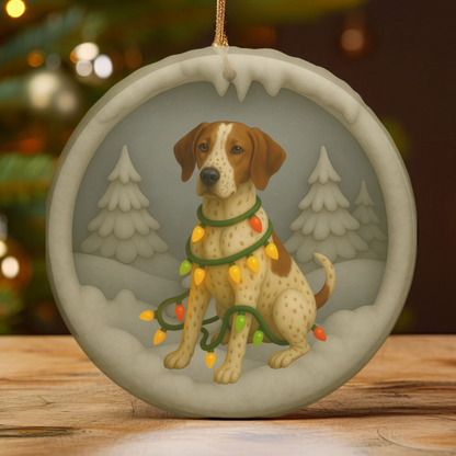 Personalized English Pointer Christmas Ornament, 3D Clay-Style Dog Keepsake with Lights