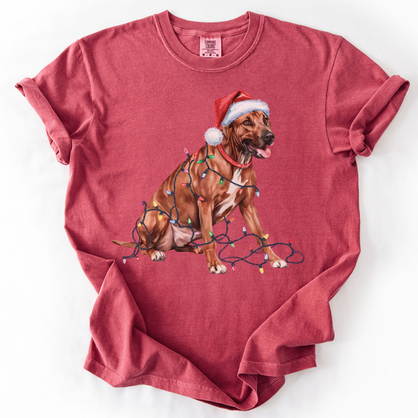 Rhodesian Ridgeback Christmas Lights Shirt, Festive Holiday Tee for Ridgeback Fans