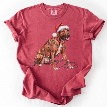 Rhodesian Ridgeback Christmas Lights Shirt, Festive Holiday Tee for Ridgeback Fans
