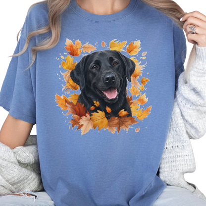 Black Lab Fall Shirt, Autumn Dog Mom Comfort Colors Tee