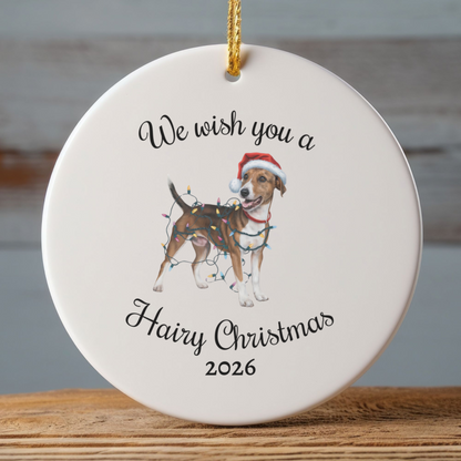 Christmas Smooth Fox Terrier Ornament, Christmas Lights Dog Keepsake