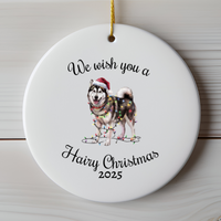 Load image into Gallery viewer, Christmas Alaskan Malamute Ornament, Christmas Lights Dog Keepsake
