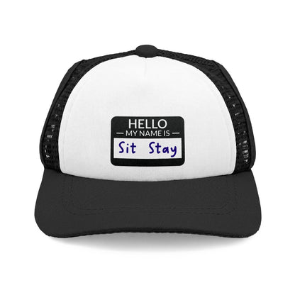 Funny Hello My Name Is Sit Stay Dog Trucker Hat Puppy Cap Gift