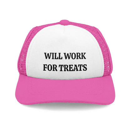 Dog Trucker Hat Will Work For Treats Foam Baseball Cap Gift for Dogs and Puppies