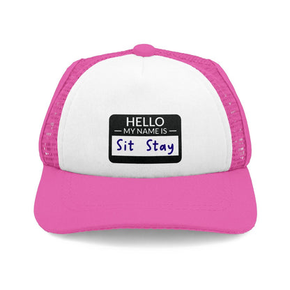 Funny Hello My Name Is Sit Stay Dog Trucker Hat Puppy Cap Gift