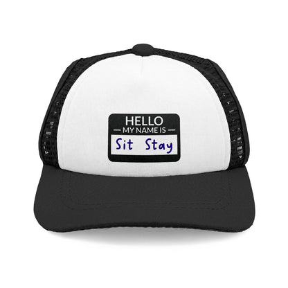 Funny Hello My Name Is Sit Stay Dog Trucker Hat Puppy Cap Gift