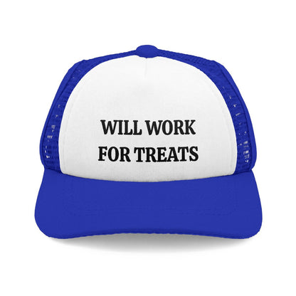 Dog Trucker Hat Will Work For Treats Foam Baseball Cap Gift for Dogs and Puppies
