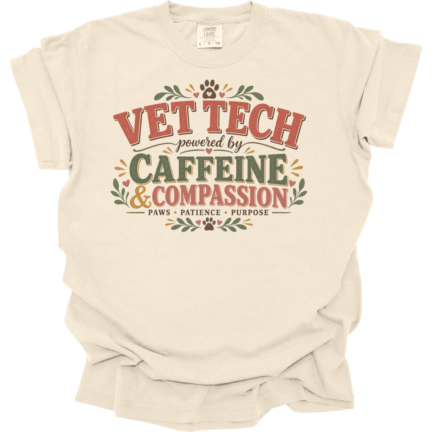 Vet Tech Shirt, Veterinary Technician Gift, Caffeine and Compassion Tee, Vet Tech Apparel