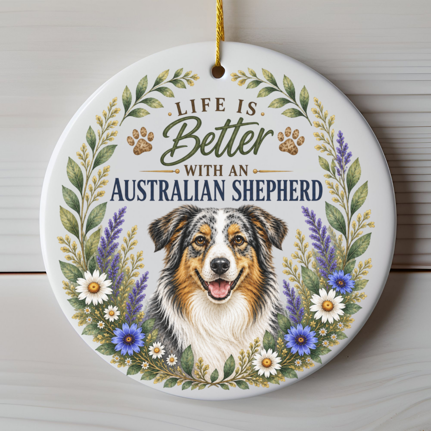 Australian Shepherd Ornament, Life Is Better With an Aussie, Dog Lover Gift