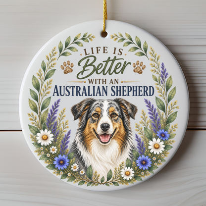 Australian Shepherd Ornament, Life Is Better With an Aussie, Dog Lover Gift