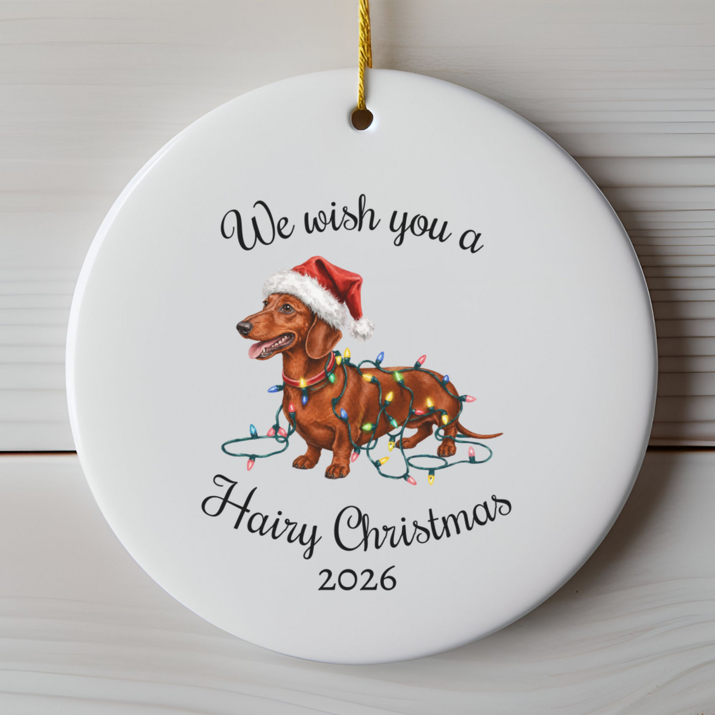Red Dachshund Christmas Lights Ornament