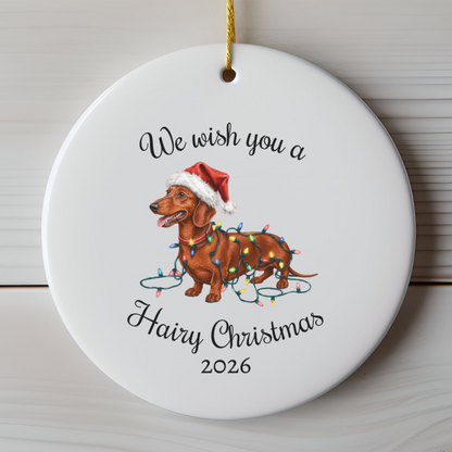 Red Dachshund Christmas Lights Ornament
