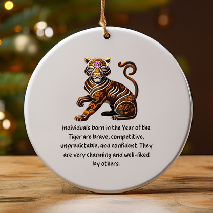 Chinese Zodiac Tiger Ornament, Year of the Tiger Horoscope Gift for Lunar New Year