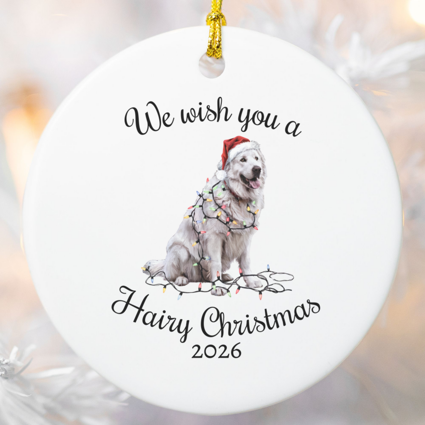 Christmas Great Pyrenees Ornament, Christmas Lights Dog Keepsake