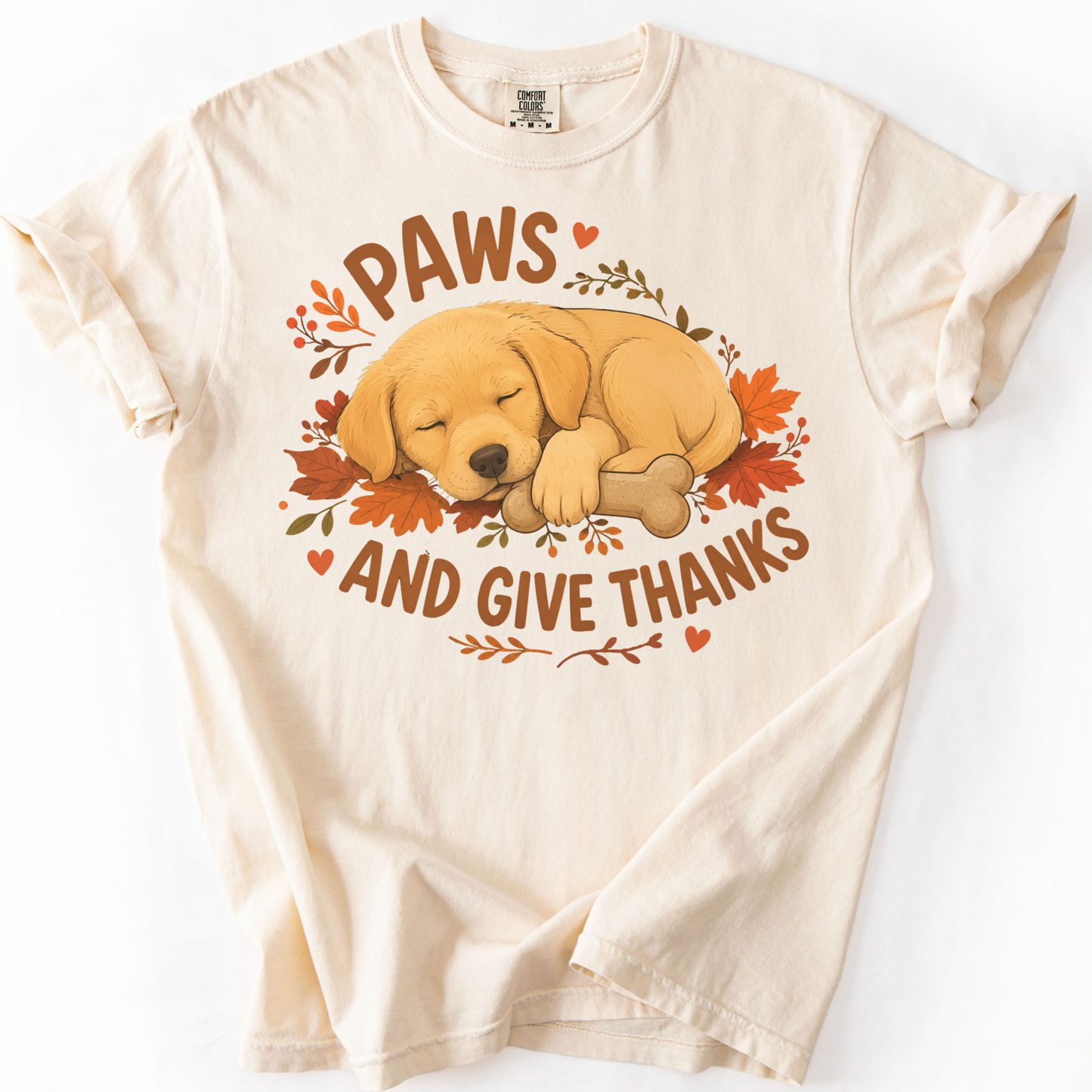 Yellow Lab Thanksgiving Shirt, Paws Give Thanks Tee, Fall Labrador Retriever Lover Gift