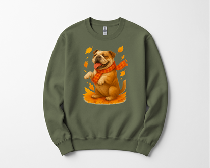 Bulldog Autumn Shirt, Dog Lover Fall Sweater, Cozy Pet Apparel, Cute Dog Seasonal Gift, Bulldog Autumn Wear, Fall Dog Fashion