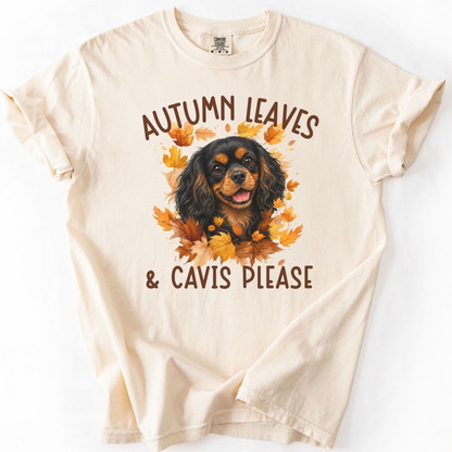 Black and Tan Cavalier Mom Fall Shirt, Autumn Leaves & Cavaliers Please