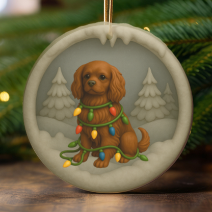 Personalized Ruby Cavalier King Charles Spaniel Christmas 3D Clay-Style Ornament