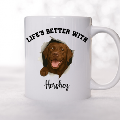 Personalized Chocolate Lab Life’s Better With My Dog Mug